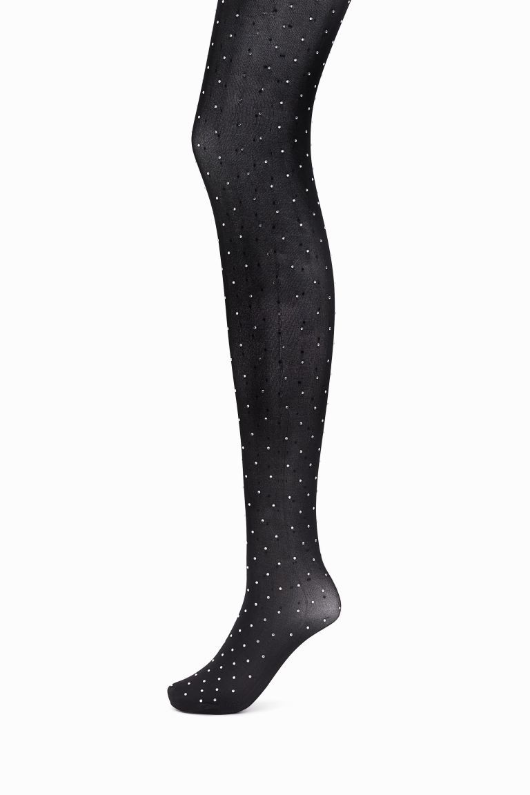 Rhinestone-embellished Tights  - Black - Ladies | H&M US | H&M (US + CA)