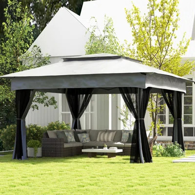 11' X Pop Up Canopy Gazebo. Outdoor Patio Shelter With Detachable Zipper Mesh. Instant Tent For Backyard, Garden Spot. Gray. 114 Sq Ft Shade Area, Car | Wayfair North America