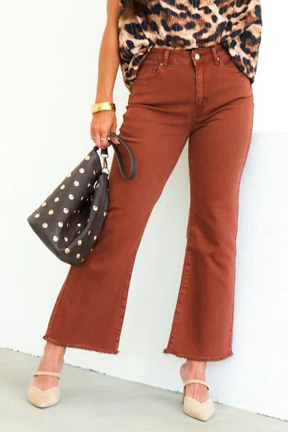 Take it Away Dark Rust Wide Leg Jean | The Willow Tree