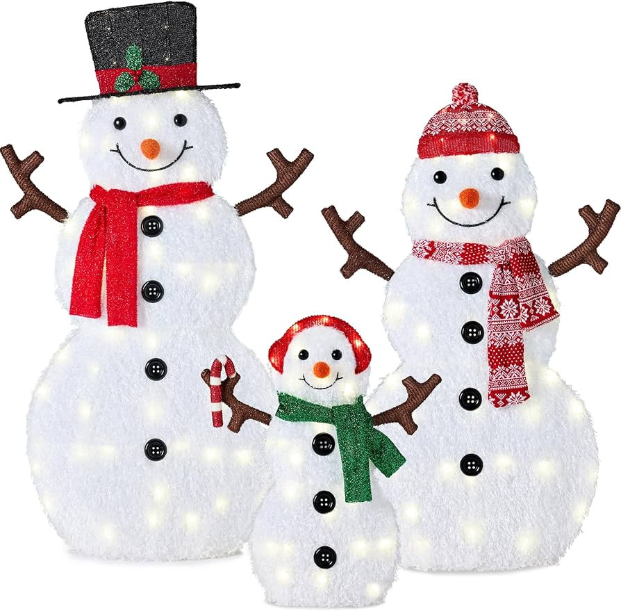 Best Choice Products 4ft 3-Piece 2D Lighted Christmas Snowman Family Set, Large Outdoor Yard Deco... | Amazon (US)