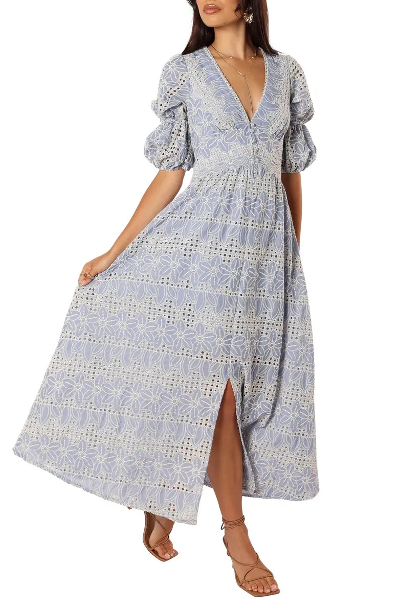 Petal & Pup Tani Eyelet Puff Sleeve Cotton Blend Maxi Dress | Nordstrom | Nordstrom
