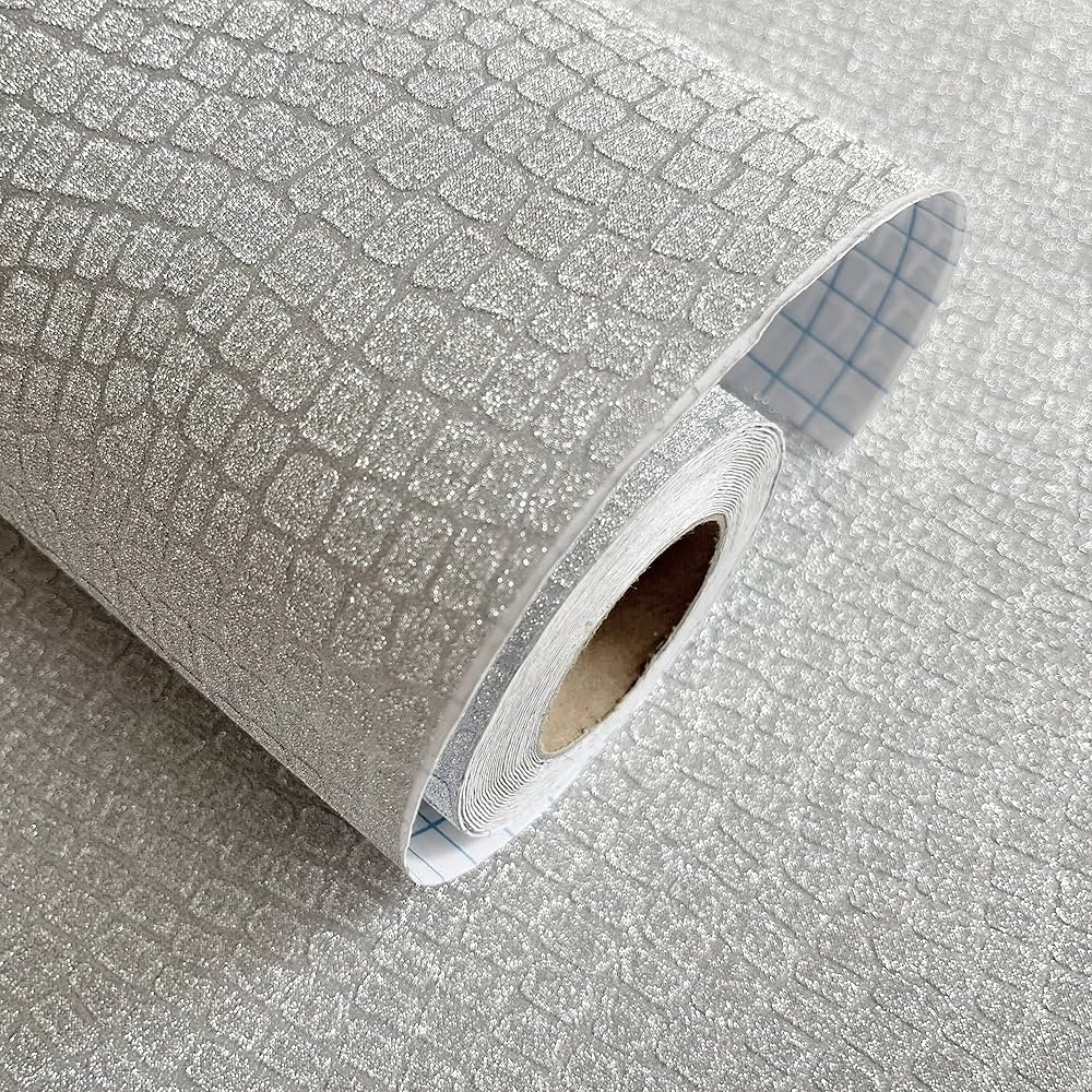 Silver Glitter Crocodile Wallpaper,Peel and Stick Glitter Wallpaper for Wall,Furniture Decal (17.... | Amazon (US)