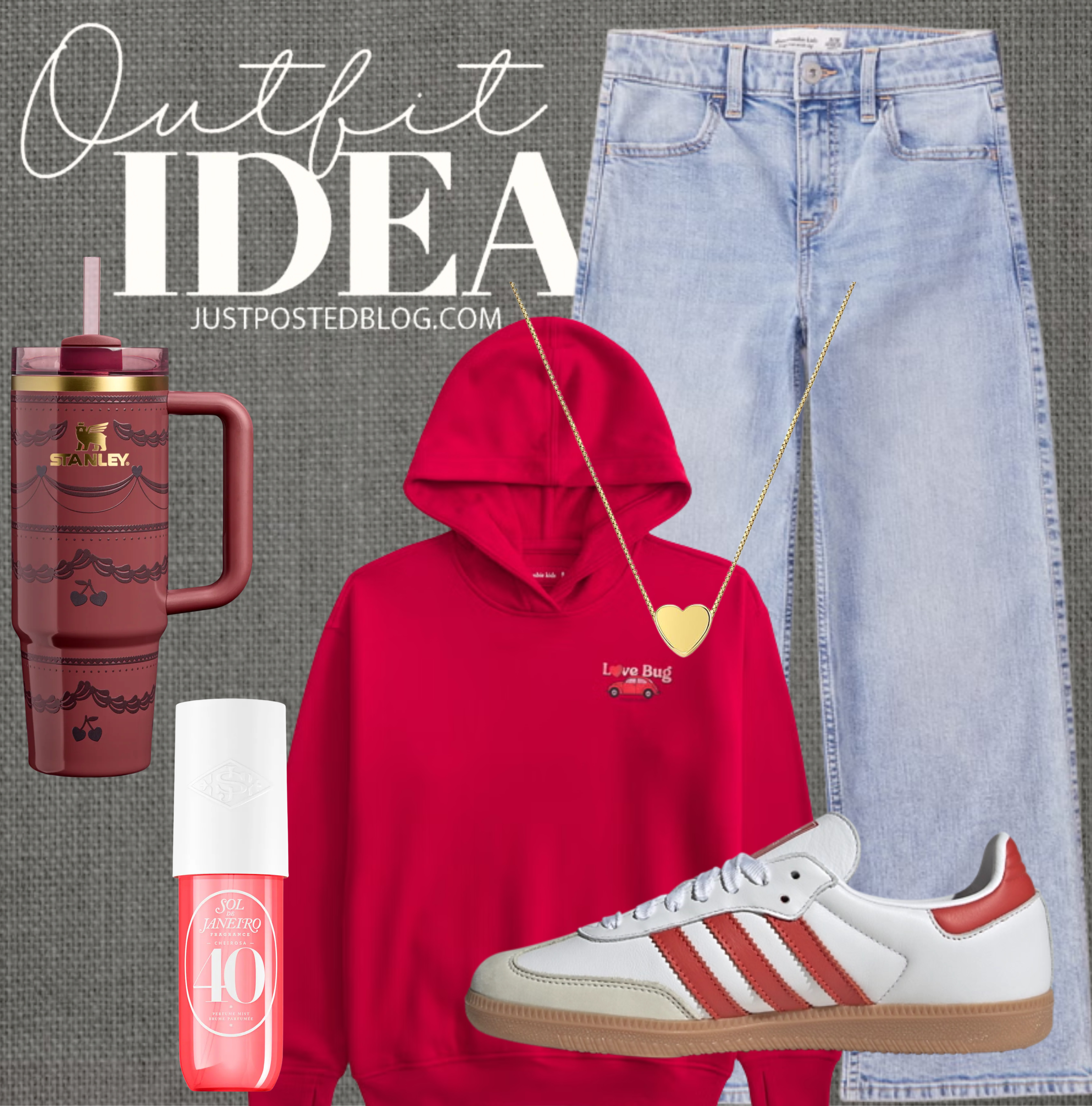 This is such a good Valentine's Day outfit for tweens and teens!! The back of this sweatshirt is SO CUTE!!! 

 