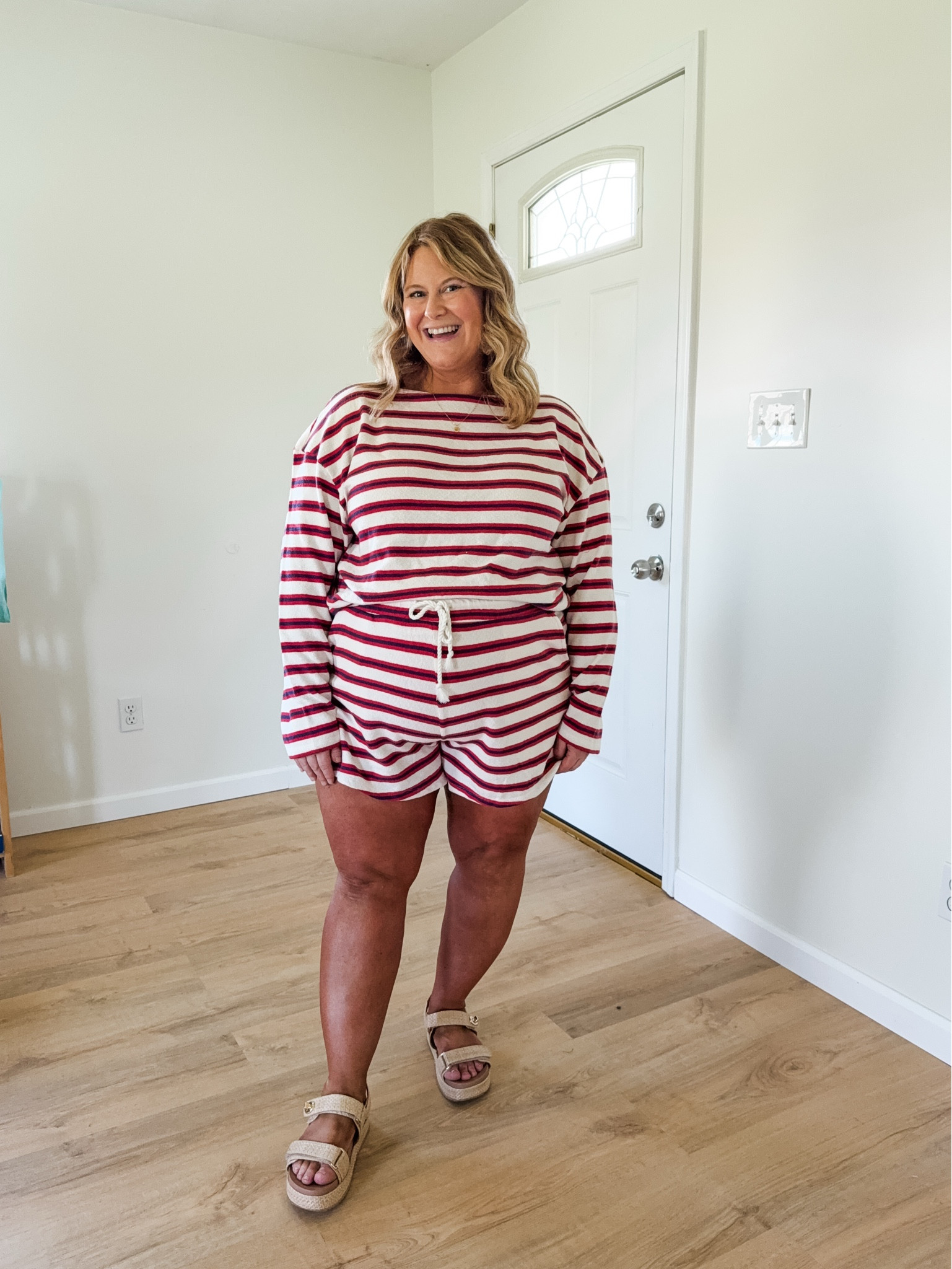 Wearing an XL in both pieces of this set. The red white & blue stripes are so cute! Perfect for the 4th of July of Memorial Day.

#LTKBump #LTKMidsize #LTKSeasonal