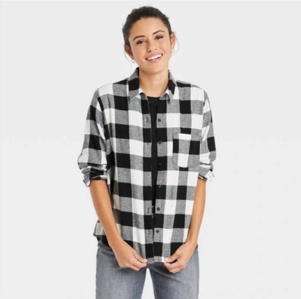 Thrift finds | Universal Thread Ivory|Black Flannel Buffalo Plaid Button Down Shirt Sz Large

#LTKSaleAlert #LTKMidsize #LTKdayinmylife