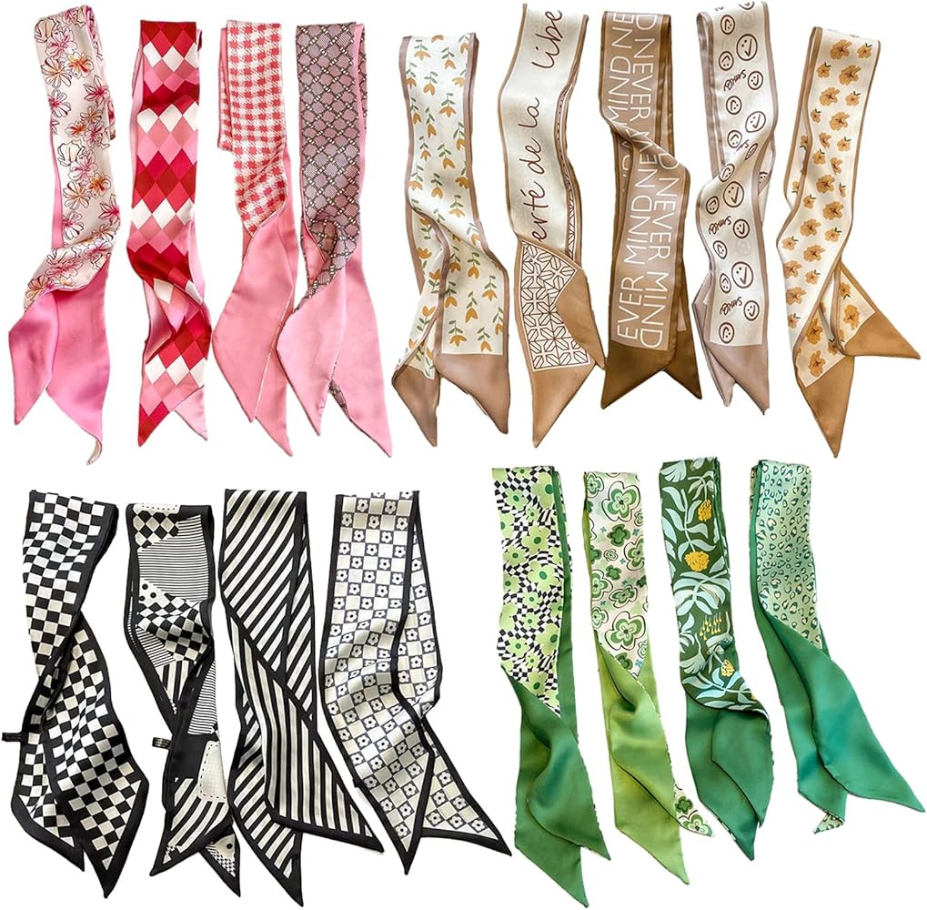 17 Pack Purse Scarf for Bags Silk Head Scarf for Hair Handbag Women Scarfs Band Hair Neck Scarves... | Amazon (US)