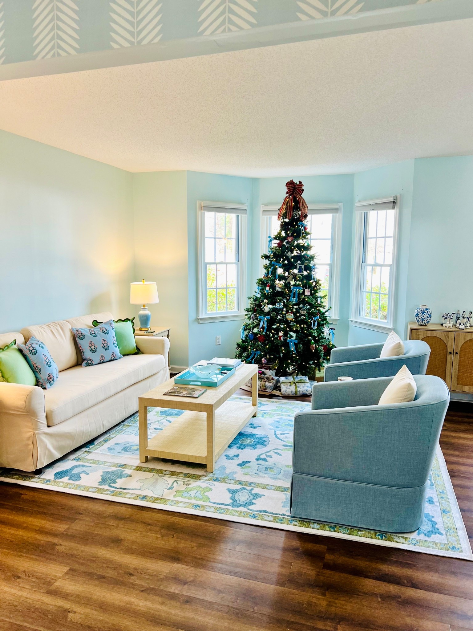 Formal Living Room at Christmas! 🎄🩵 Blue and white grandmillennial living room 

#LTKHome