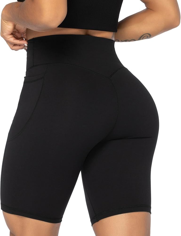 Sunzel 8" / 5" / 3" Biker Shorts for Women with Pockets, High Waisted Yoga Workout Shorts | Amazon (US)