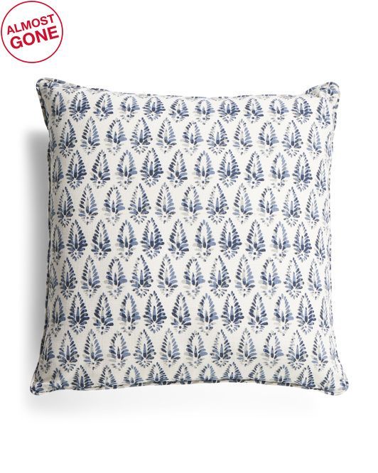 24x24 Oversized Cotton Slub Block Print Pillow | TJ Maxx