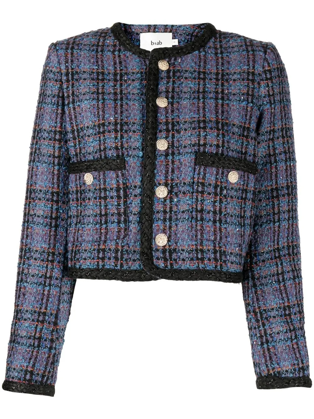check-pattern tweed jacket | Farfetch Global