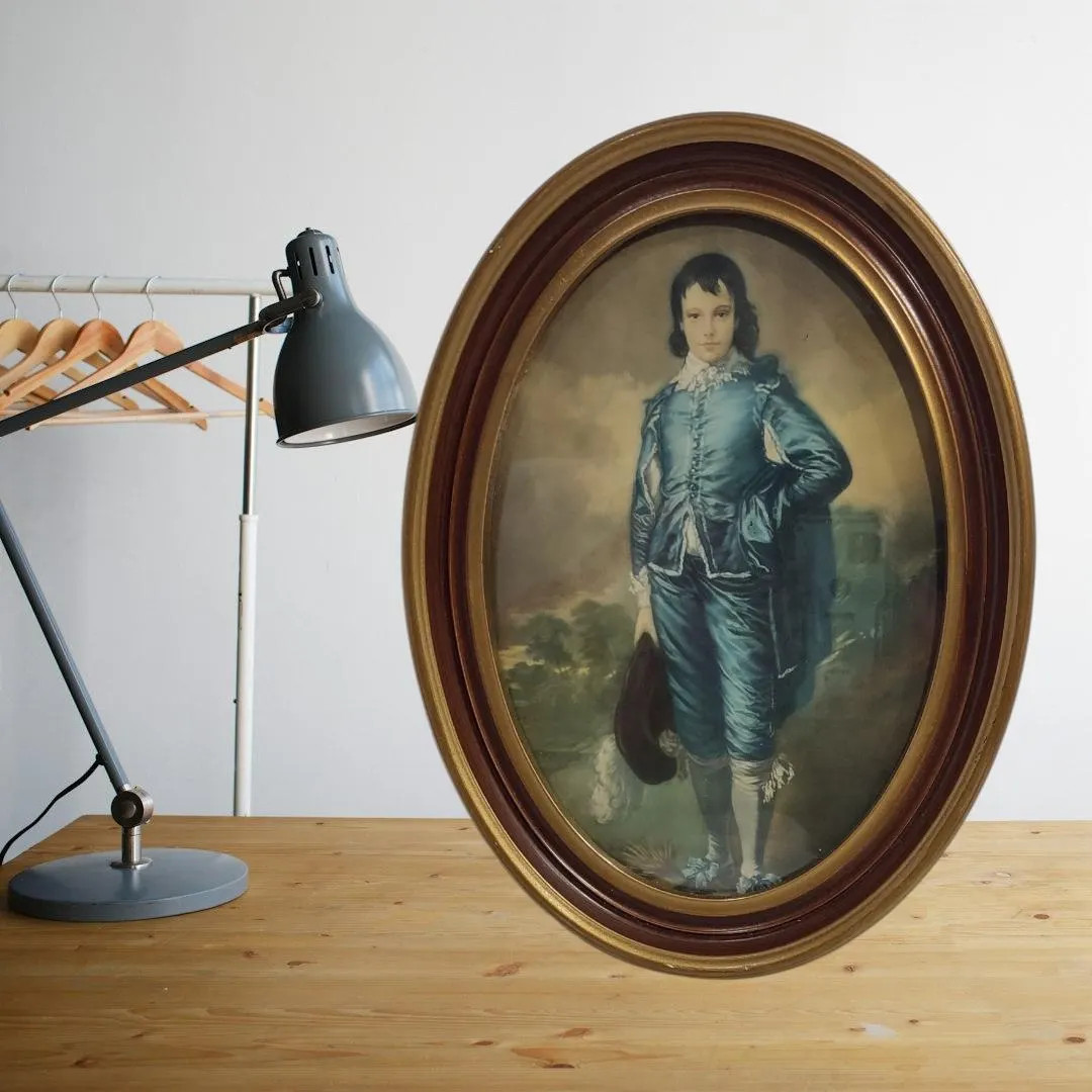 Vintage Blue Boy Portrait in Oval Frame – Classic Antique Wall Art, Elegant Home Décor - Etsy | Etsy (US)
