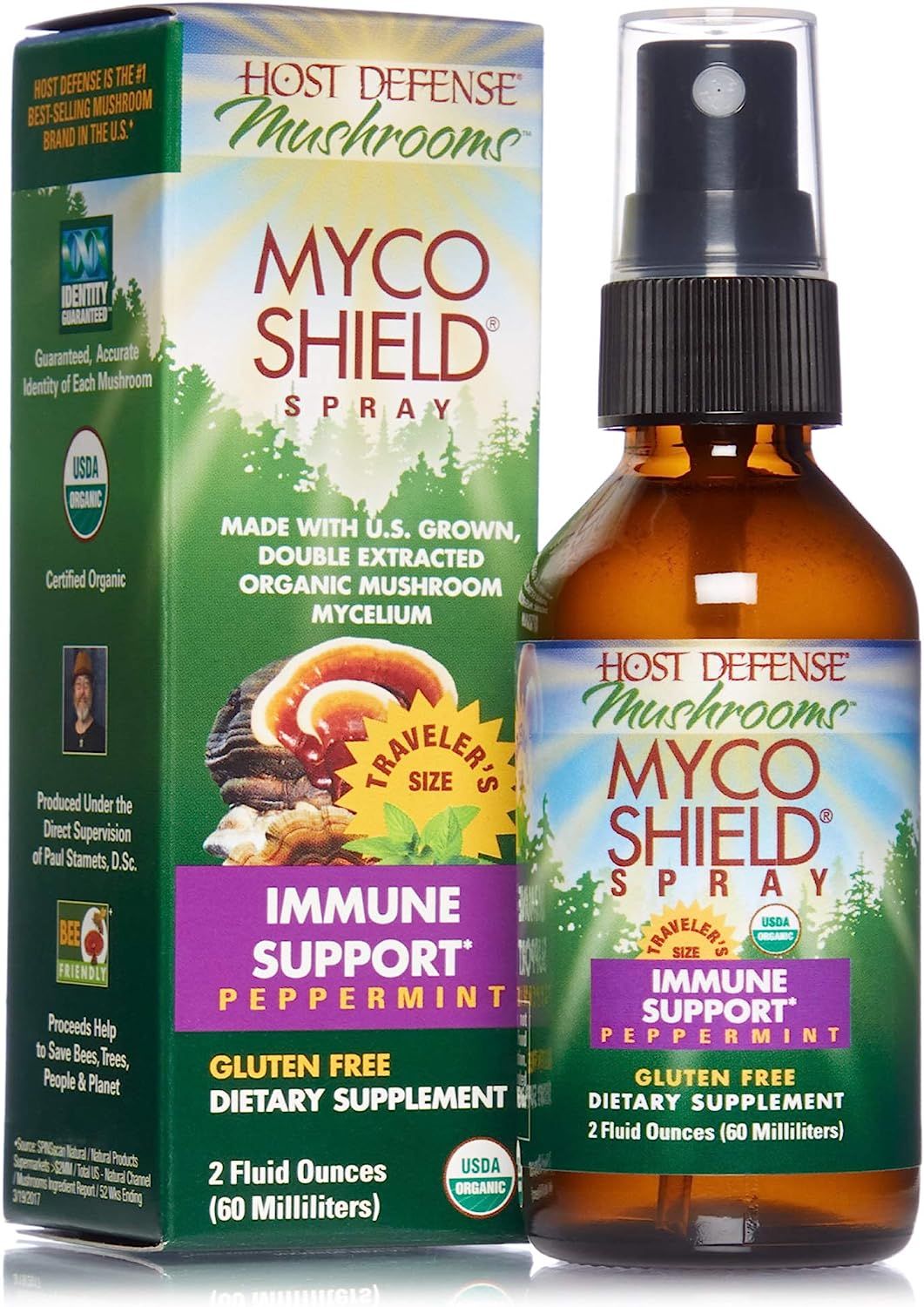 Host Defense, MycoShield Spray, Daily Immune Support, Mushroom Supplement, Peppermint, 2 fl oz | Amazon (US)