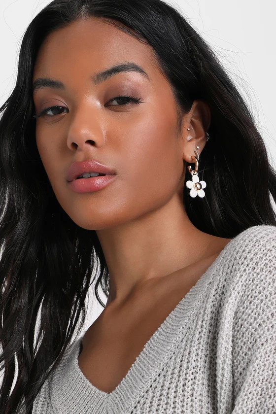 Bloom With Perfection Gold Flower Hoop Earrings | Lulus (US)