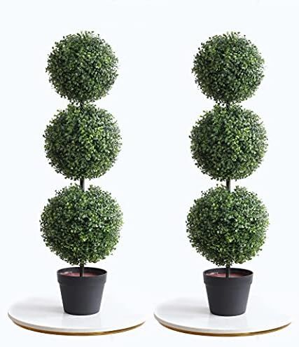 Amazon.com - momoplant (2 Pack) Artificial Cypress Topiary Ball Tree -Triple Ball Boxwood- 37Inch... | Amazon (US)