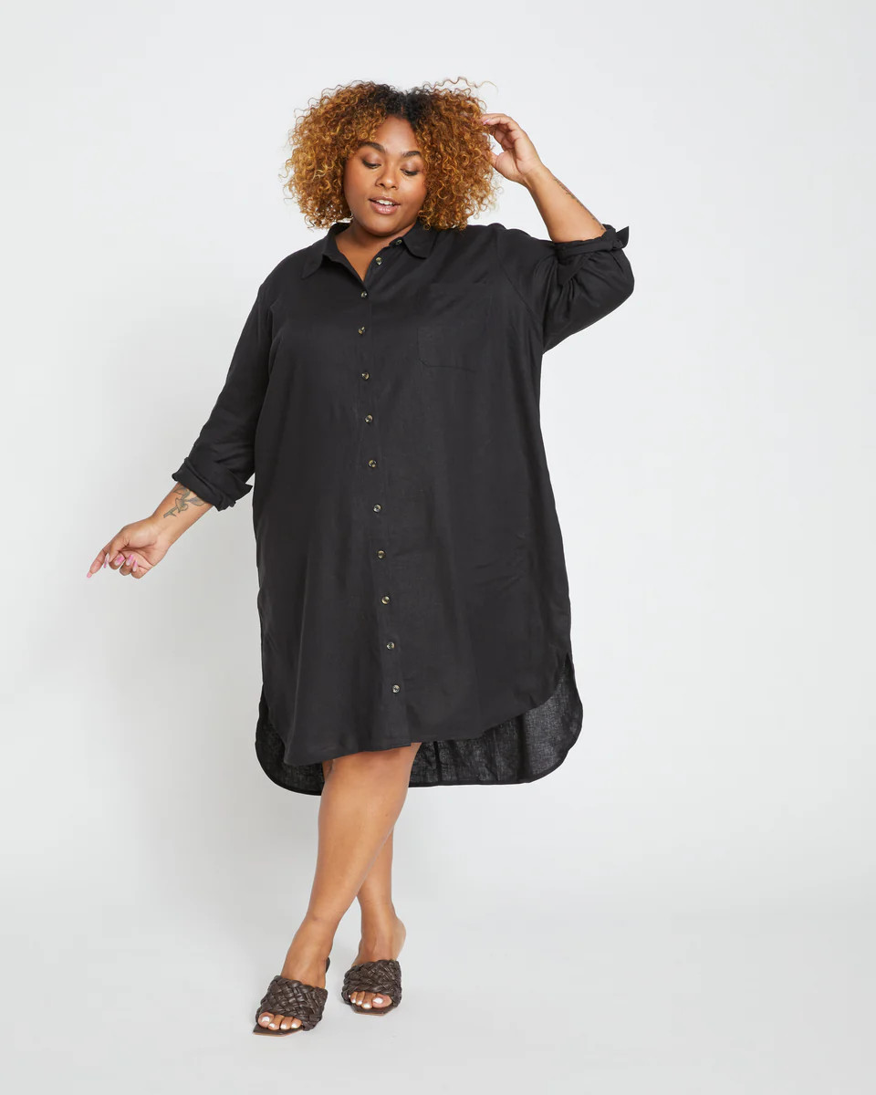 Seaside Linen ShirtdressBlack | Universal Standard