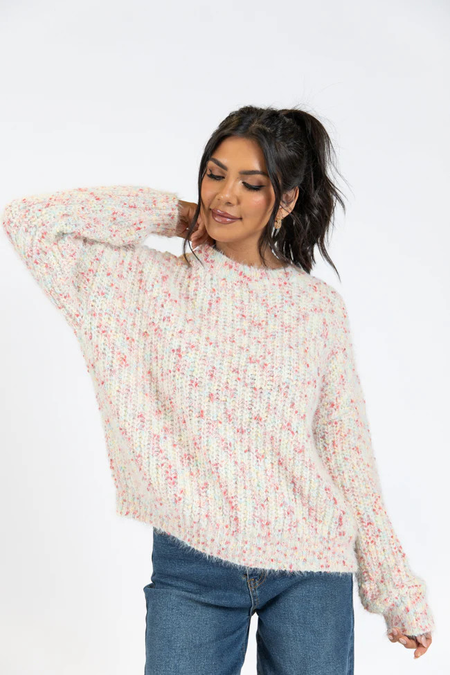 Good Impressions Ivory Multi Color Sweater SALE | Pink Lily