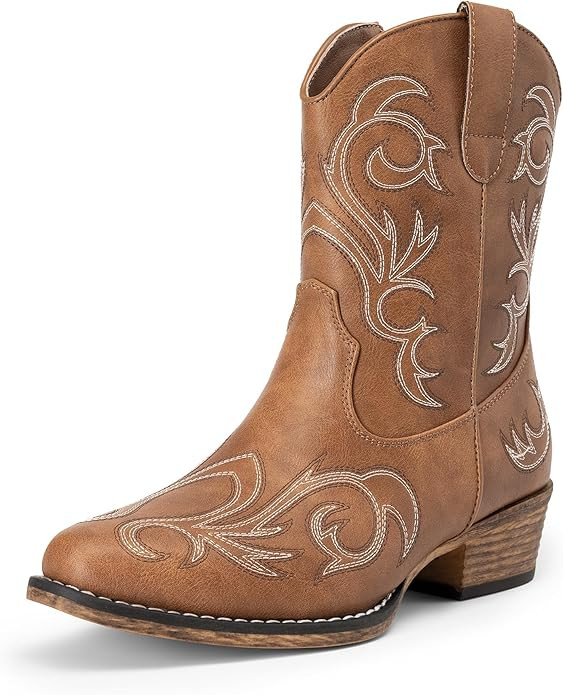 DREAM PAIRS Women's Cowboy Cowgirl Western Boots Embroidered Stitched Ankle Boots Square Toe Chun... | Amazon (US)