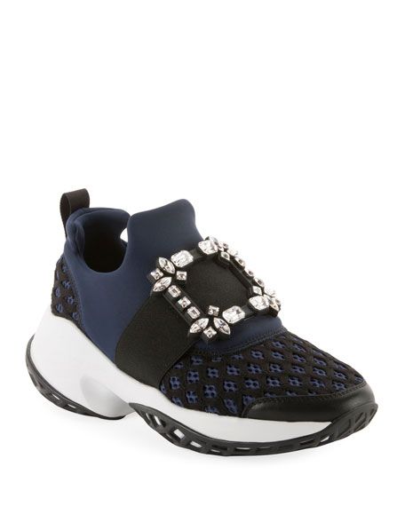 Running Strass Buckle Stretch Sneakers | Neiman Marcus