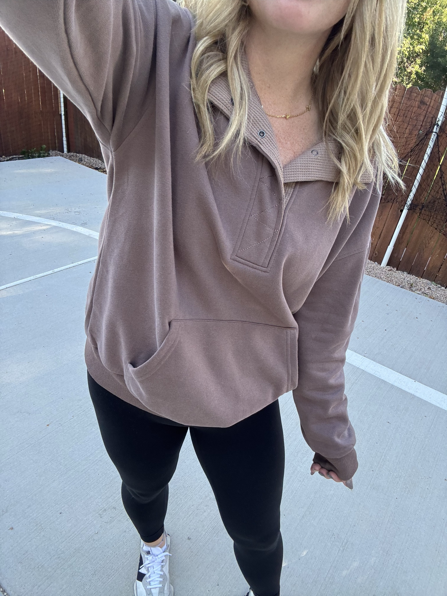 Lightweight pullover quarter button sweatshirt with my fave everyday leggings. Wearing a medium in the pullover 



#LTKSaleAlert #LTKPetite