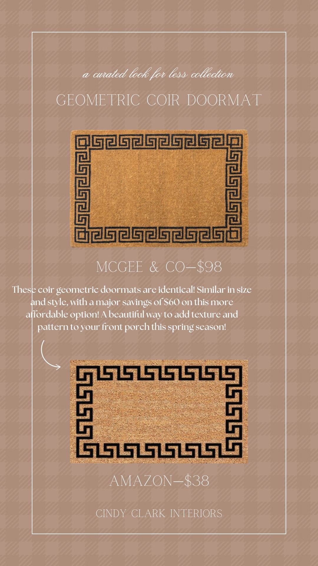 These coir geometric doormats are identical! Similar in size and style, with a major savings of $60 on this more affordable option! A beautiful way to add texture and pattern to your front porch this spring season!

#LTKHome