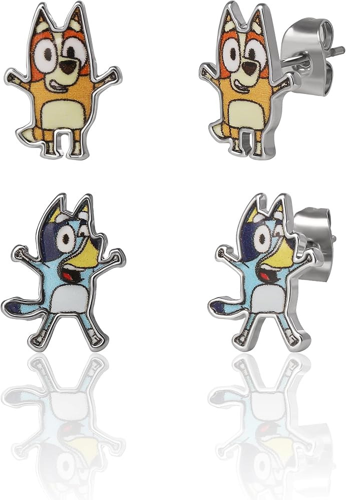 Bingo and Bluey Earrings for Girls Official License, Stud Earrings 2 Pairs, Bluey Jewelry, | Amazon (US)