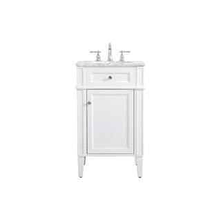 Timeless Home 21 in. W Single Bath Vanity in White with Marble Vanity Top in Carrara with White B... | The Home Depot