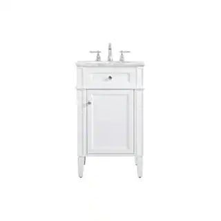 Timeless Home 21 in. W Single Bath Vanity in White with Marble Vanity Top in Carrara with White B... | The Home Depot