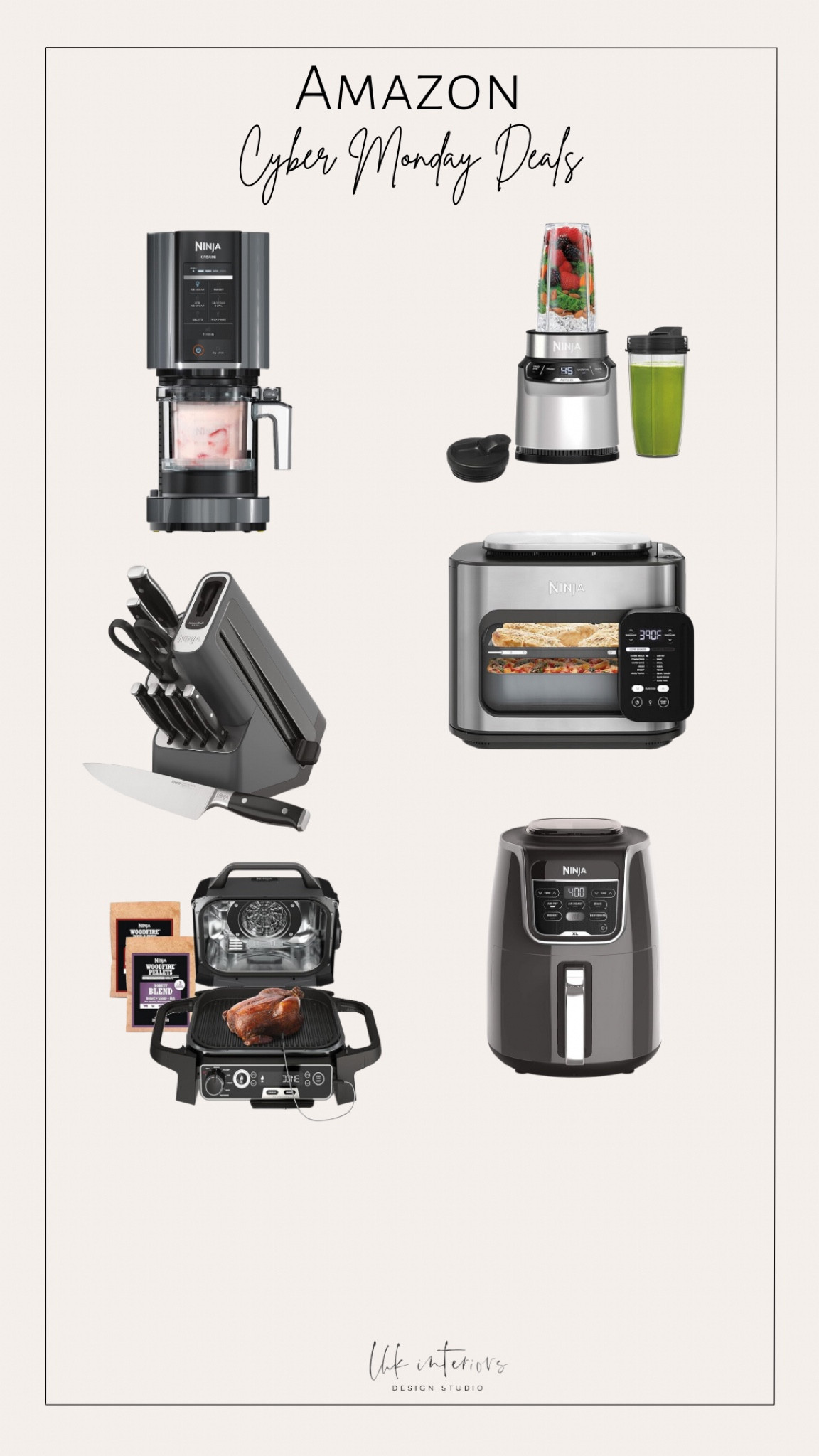 Amazon 
Cyber Monday Deals 

Ninja wood pro outdoor grill & smoker with built in thermometer, ninja combi all in one multicooker, ninja nutri pro compact personal blender, ninja air fryer, ninja ice cream maker, ninja knife system 

#LTKsalealert #LTKCyberWeek
