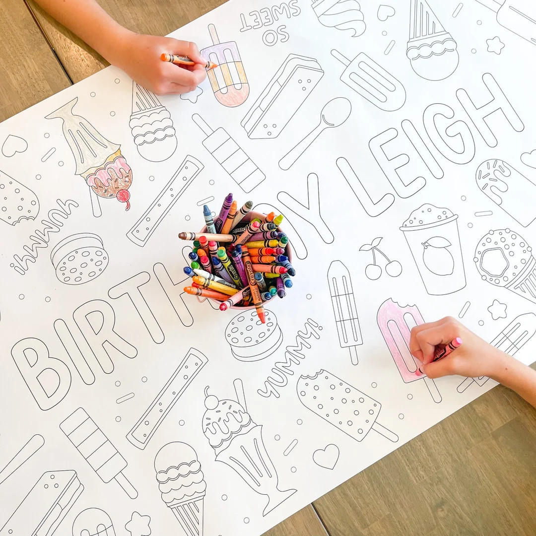Ice Cream Coloring Table Runner, Ice Cream Birthday, Frozen Treats, Giant Coloring Poster, Party ... | Etsy (US)