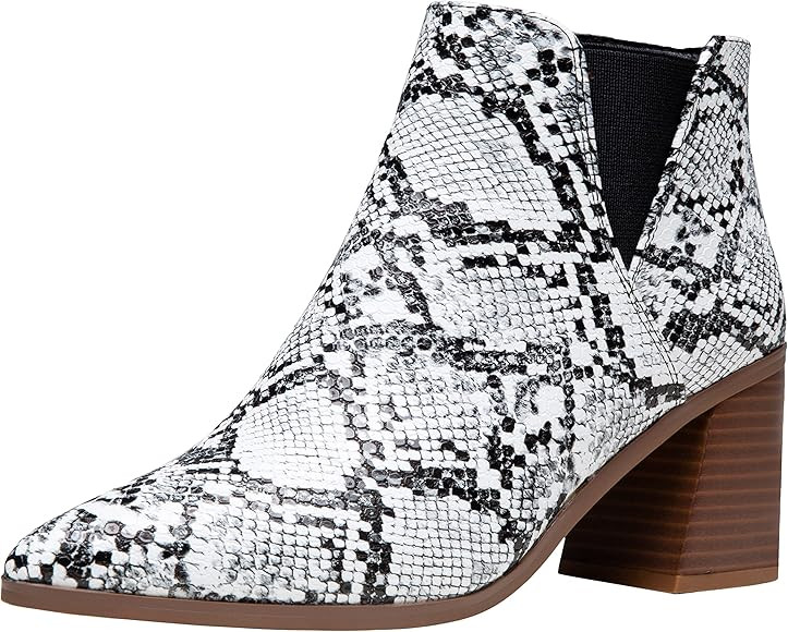 Vepose Women's 9631 Chunky Heel Ankle Boots Pointed Toe Block Heeled Chelsea Booties+with Side Zipper | Amazon (US)