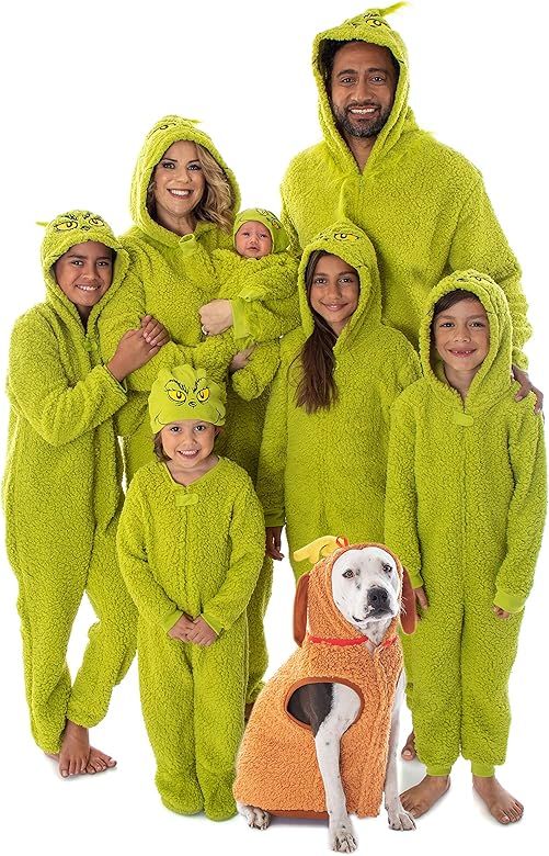 Dr. Seuss The Grinch Who Stole Christmas Matching Family Costume Pajama Sherpa Union Suit - Adult... | Amazon (US)