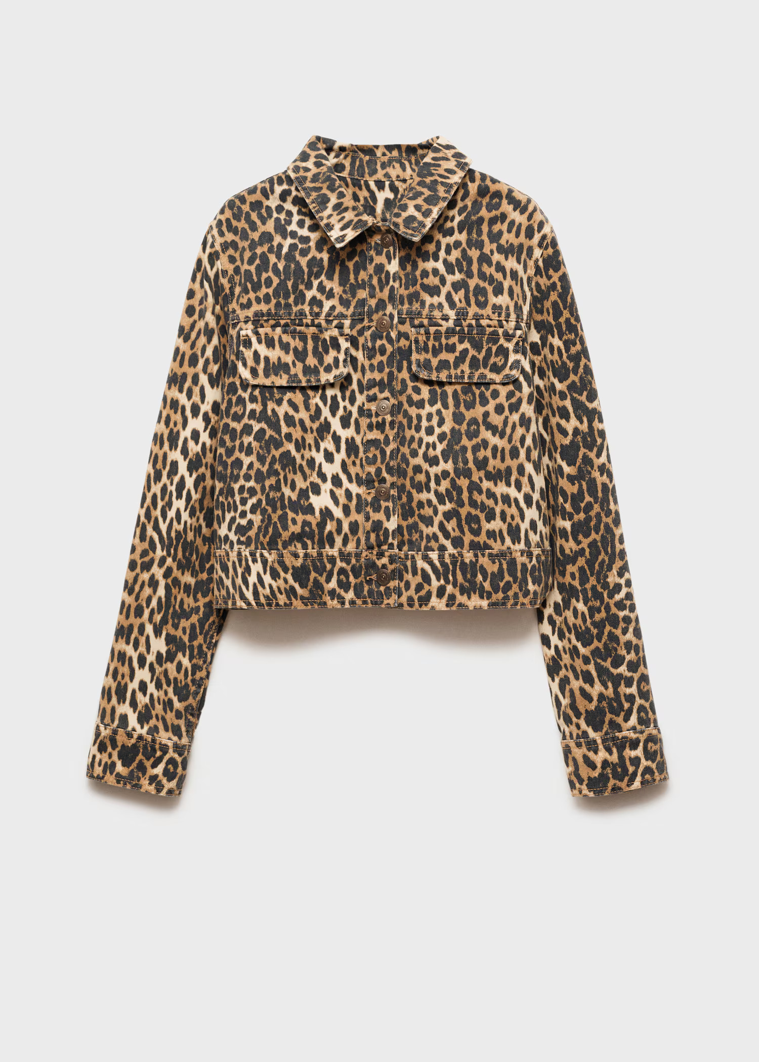 Leopard-print denim jacket - Women | MANGO United Kingdom | MANGO (UK)