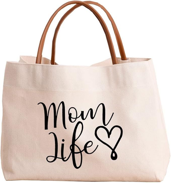 kifasyo Mom Mama Bag Mother Gifts Momlife Tote for Hospital, Shopping, Beach, Travel | Amazon (US)