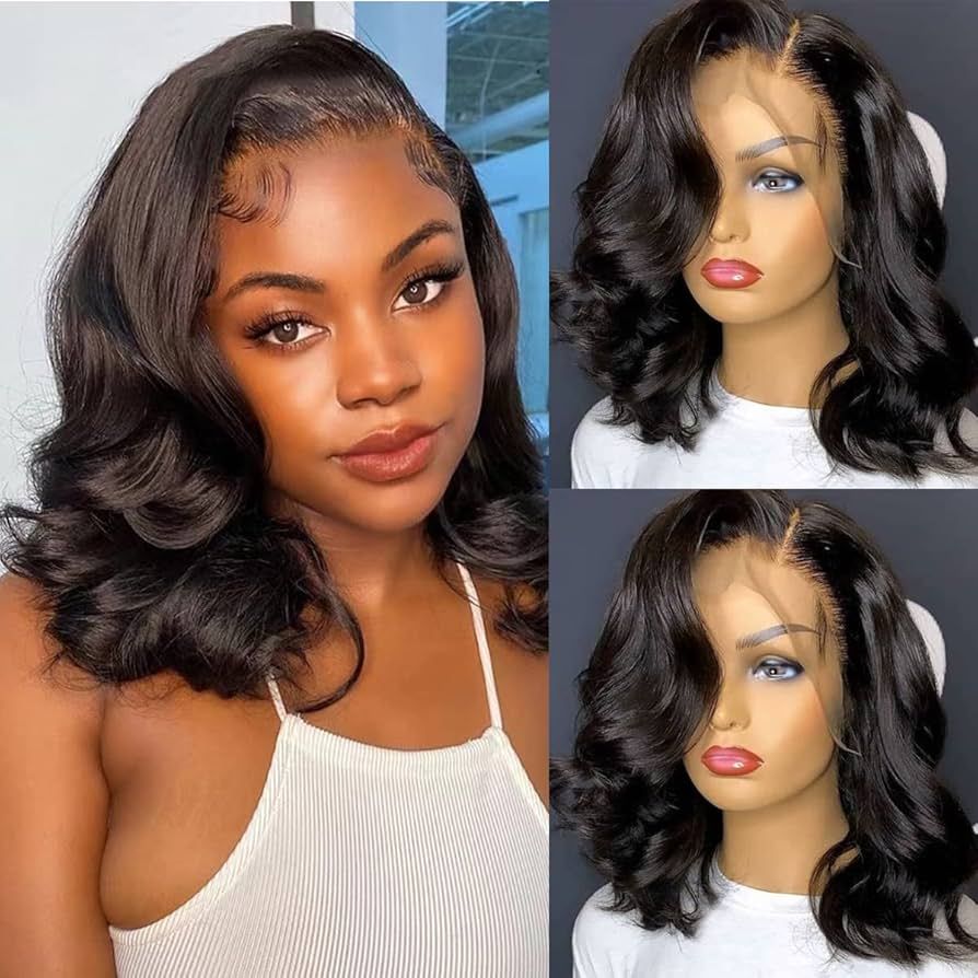 Body Wave Lace Front Wigs Human Hair Pre Plucked Short Curls Wavy Wigs for Black Women Glueless W... | Amazon (US)