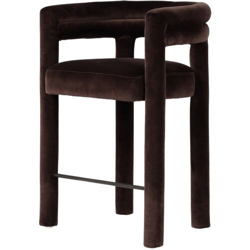 Indigo Counter Stool - Velvet Surrey Cocoa | Bar Stool, Kitchen Stool - Brown | One Kings Lane