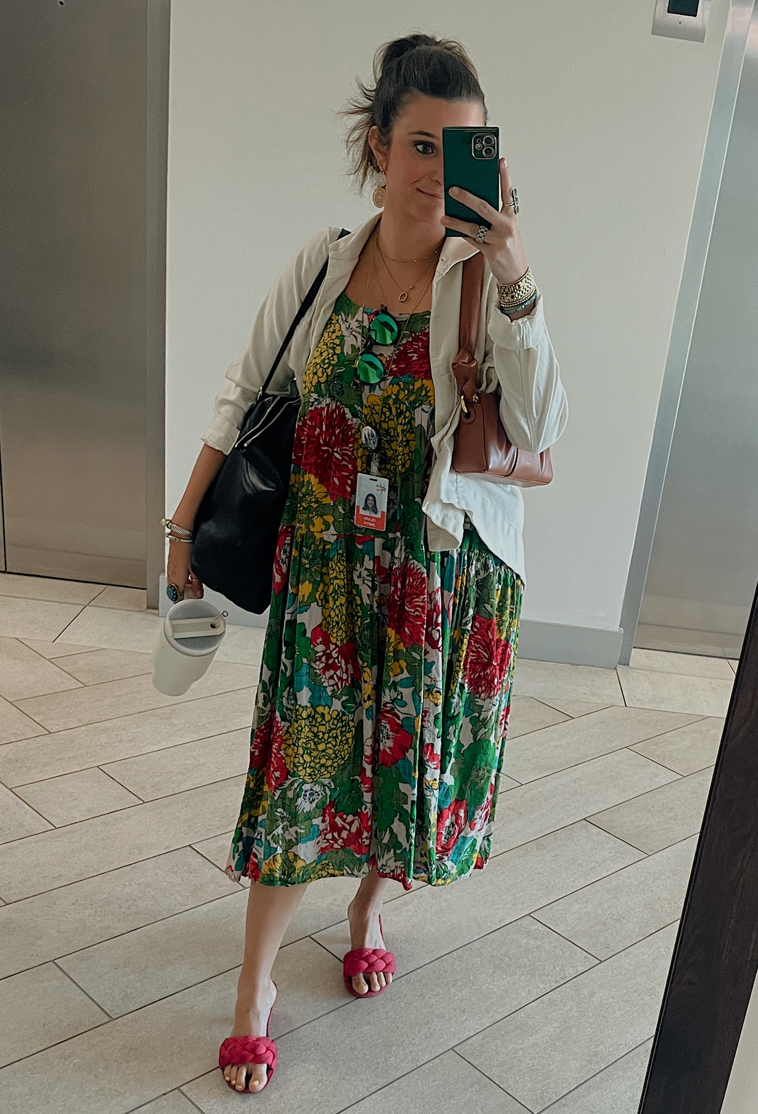 Denim jacket is The GREAT. And this dress does not even have a tag but love the floral!! 🌷🌺💐

#LTKstyletip #LTKworkwear #LTKshoecrush