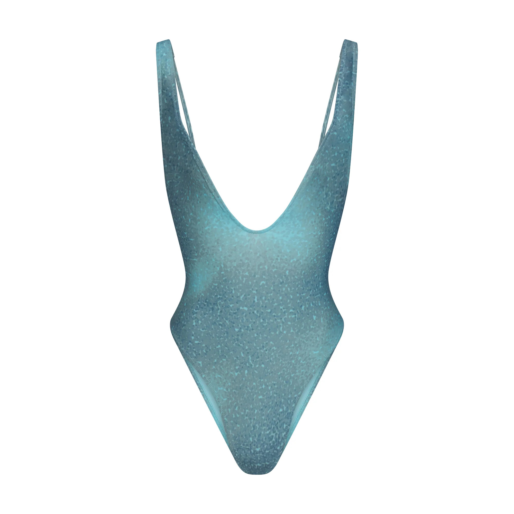SIGNATURE SWIM PLUNGE ONE PIECE | CYAN FK OMBRE PRINT | SKIMS | SKIMS (US)