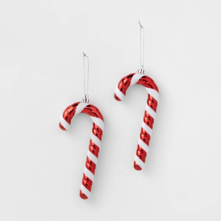 2ct Candy Cane Christmas Ornament Set Red/White - Wondershop&#8482; | Target