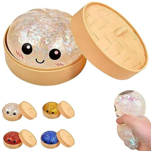 Dumpling Squishies Toy, 2026 New Glitter Dumpling Mystery Box Colorful Dumplings Stress Balls Fidget Sensory Toy for Stress Relief (Glitter White) | Amazon (US)