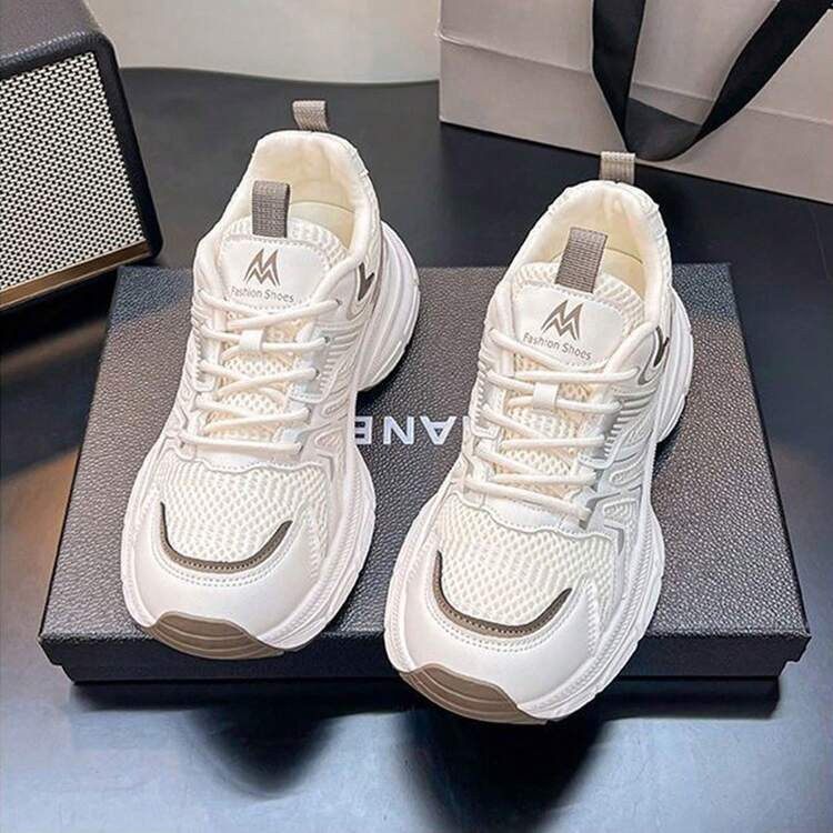 ZKBBO Women's Breathable Mesh Thick-Sole Chunky Sneakers, Comfortable Casual Sports Shoes For All Seasons | SHEIN