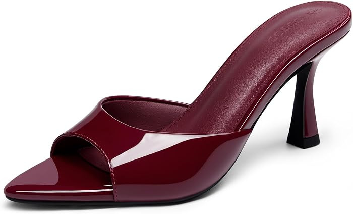 Coutgo Womens Kitten Heel Sandals Heeled Mules Pointed Open Toe High Heels | Amazon (US)