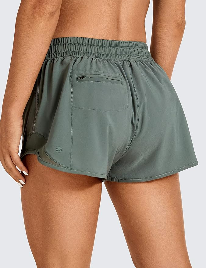 CRZ YOGA Women's Mid-Waist Workout Running Shorts Mesh Liner - 2.5" Quick Dry Drawstring Sport Gy... | Amazon (US)