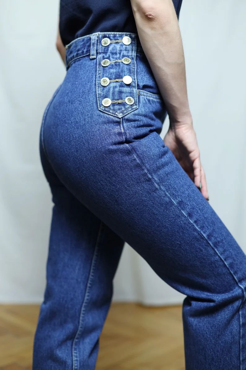 Vintage LAWMAN Jeans W26-27 Bareback, Mid Blue Western Style Jeans for Petite Women - Etsy | Etsy (US)