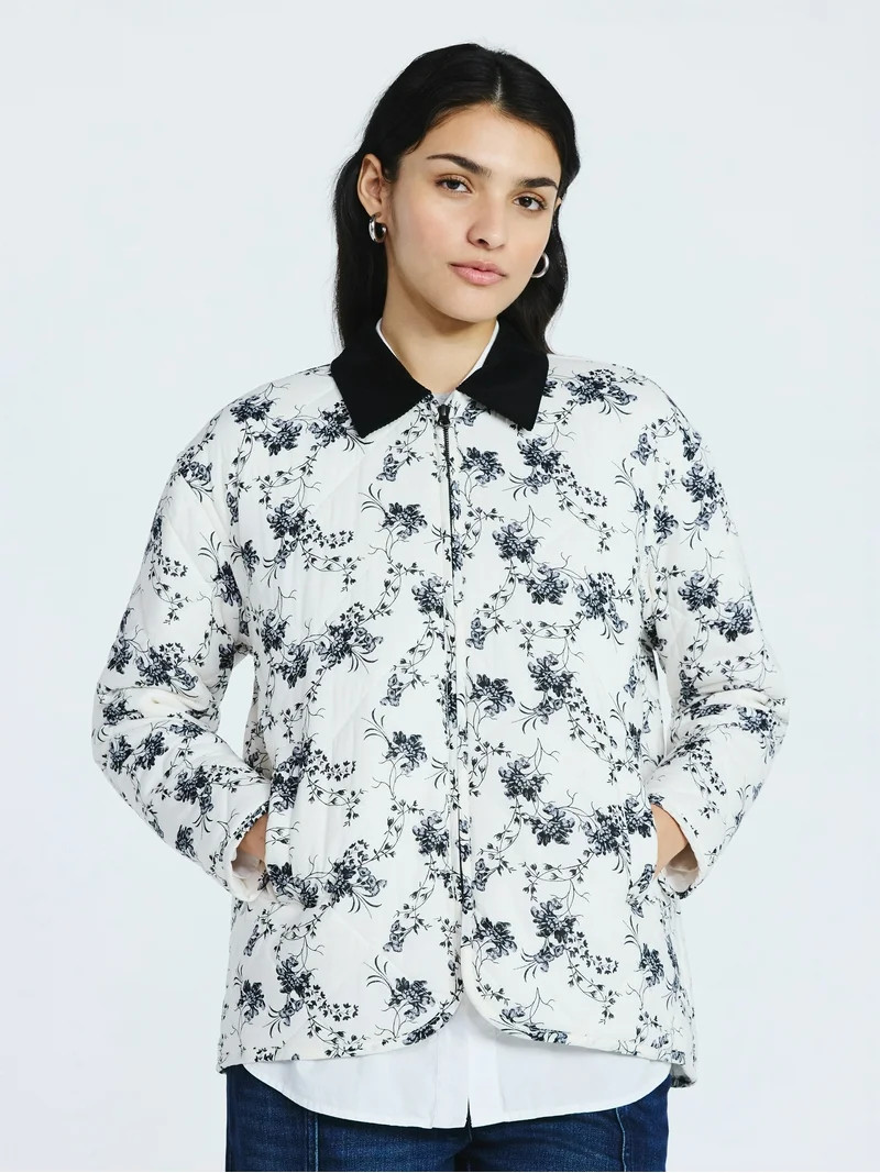 Scoop Women's and Women's Plus Cotton Quilted Chore Jacket, Midweight, Sizes XS-4X | Walmart (US)