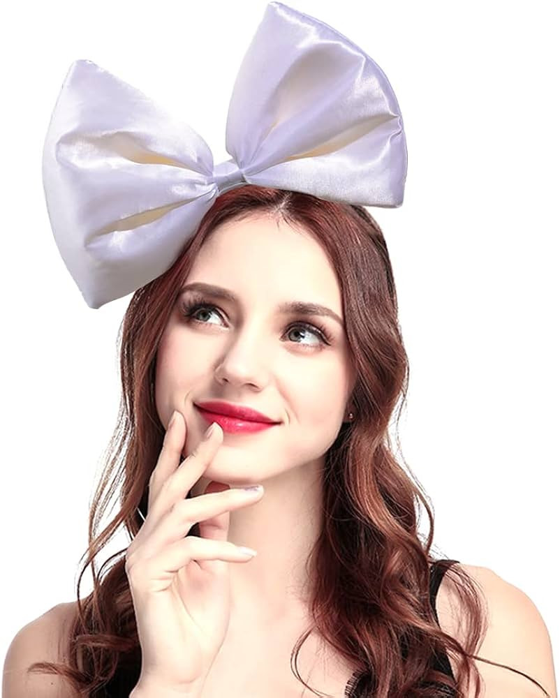 Bubbmi Women Hairband, Large Bow Headband, Satin White, Party Festival Costume Girls Hair Accesso... | Amazon (US)