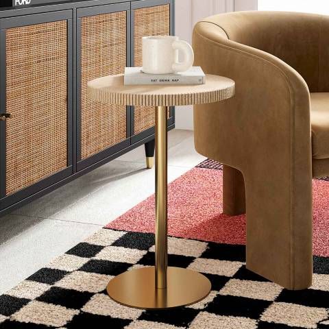 Fiona 16" Wide Natural Marble Gold Iron Round Side Table - #239P2 | Lamps Plus | Lamps Plus
