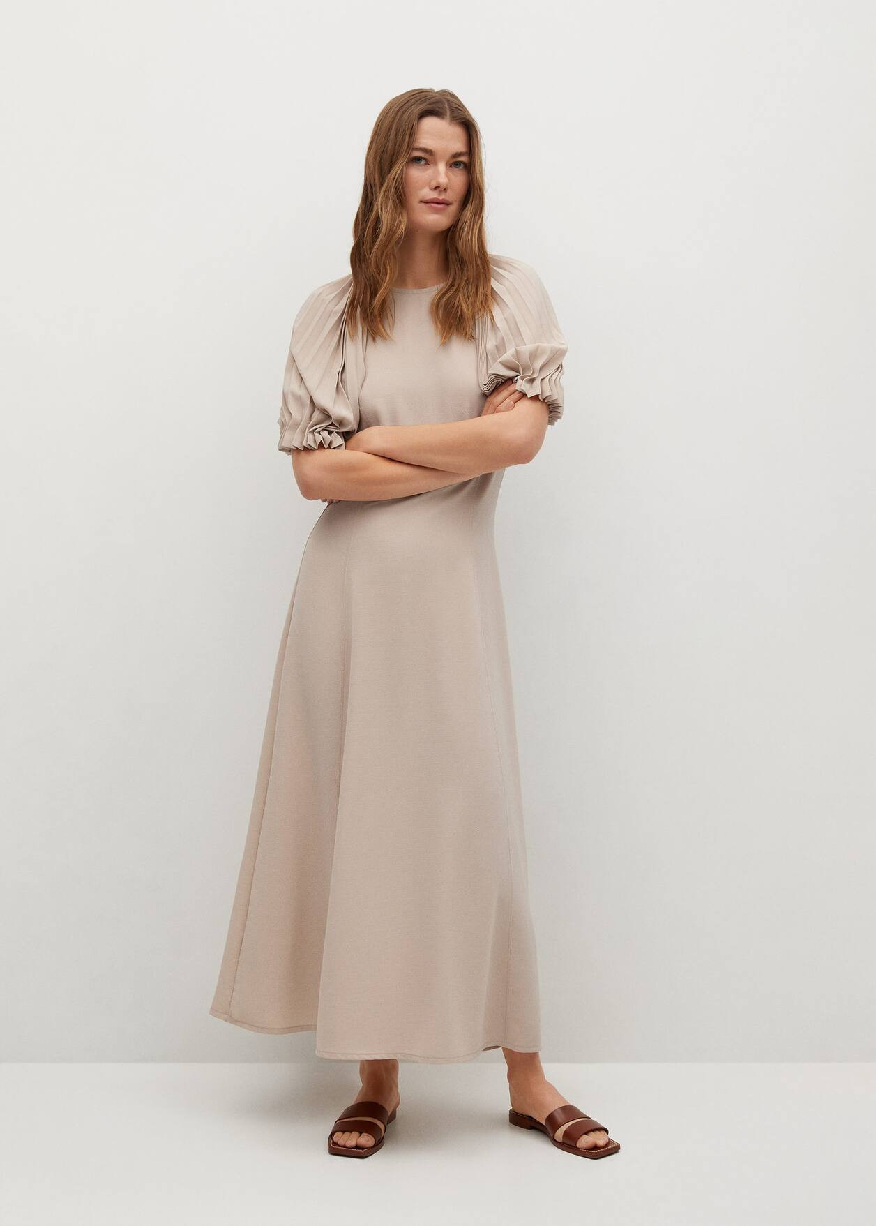 Pleated sleeve dress | MANGO (UK)