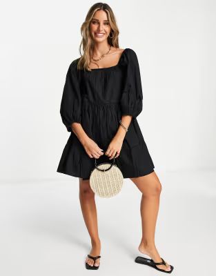 Accessorize poplin mini dress in black | ASOS (Global)