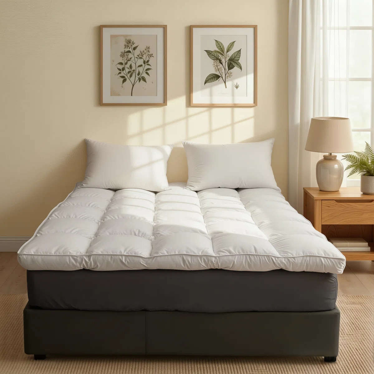 Down Alternative Mattress Topper - Hypoallergenic Pillow Top Pad - 4" Thickness - 1000＋ GSM Fil... | Wayfair North America