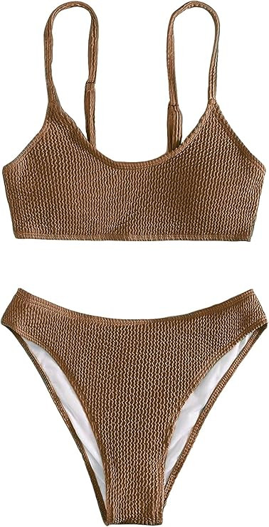 SOLY HUX Bikini Sets for Women Solid Textured Bikini Bathing Suits 2 Piece Swimsuit | Amazon (US)